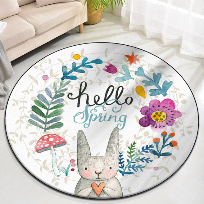 원형러그-플라워 토끼(지름 100cm)/특대형(지름 160cm)국내 당일발송 신데렐라 데코
