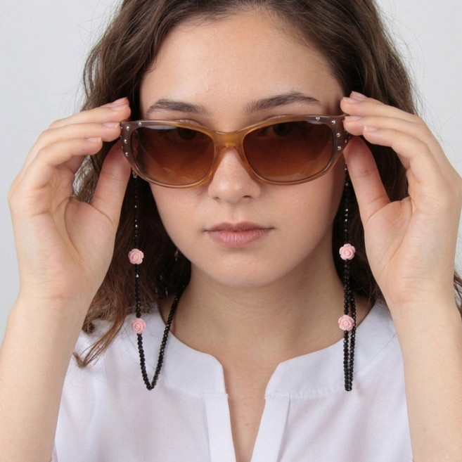 국산 핸드메이드 여자 비즈 안경줄 선글라스 돋보기 분실방지 아이웨어 크리스탈 장미 산호 안경걸이 스트랩 리테이너