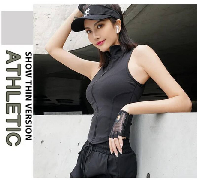 여성 집업 여자 래쉬가드 브라탑 스포츠 조끼 여성용 피트니스 민소매 티셔츠 러닝 지퍼 자켓 빠른 건조 슬림 요가 의류