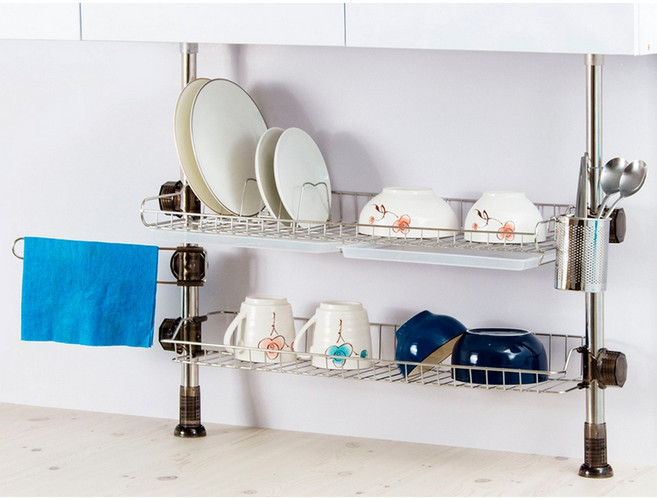 DAMDA 기둥 설치형 식기건조대 씽크선반 무타공, 1개, 600, 2단