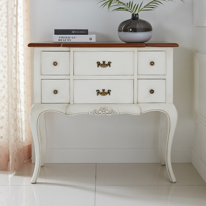 피어젠가구 피나 프렌치 엔틱 현관 콘솔 미니 원목 예쁜 거실 복도 포인트 화이트