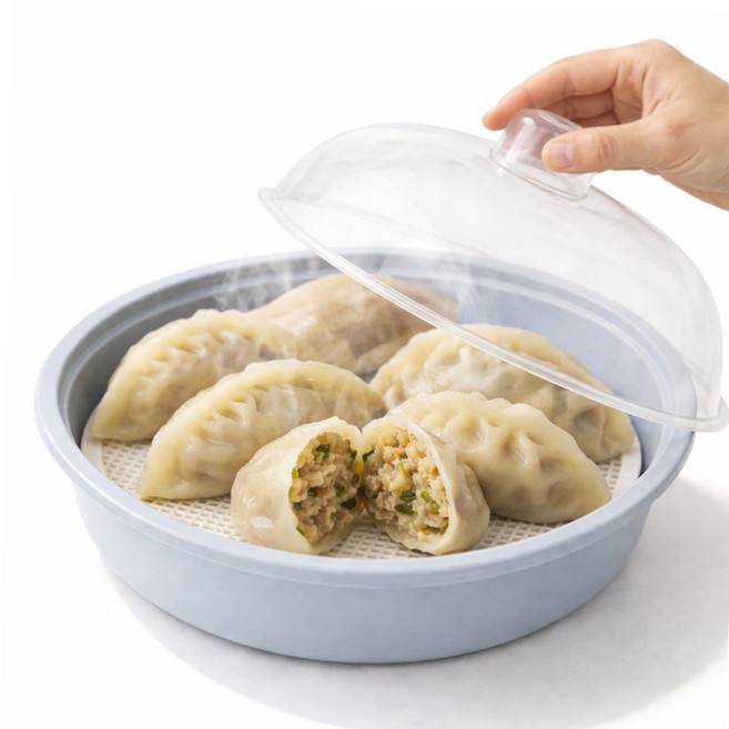 로벨스 국내생산 전자레인지 찜기 용기 만능, 1개, 그레이블루