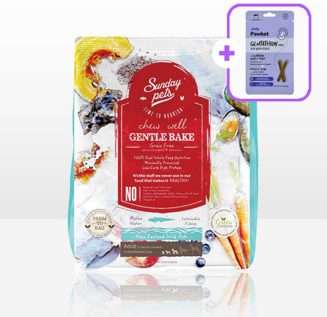 젠틀베이크 그레인프리 오븐베이크 강아지사료 + 증정 강아지껌, 1개, 1.3kg, 호키