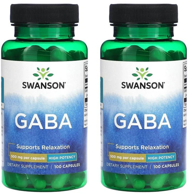스완슨 가바 500mg 100캡슐 2병 고함량 GABA, 2개, 100정 - 쿠팡