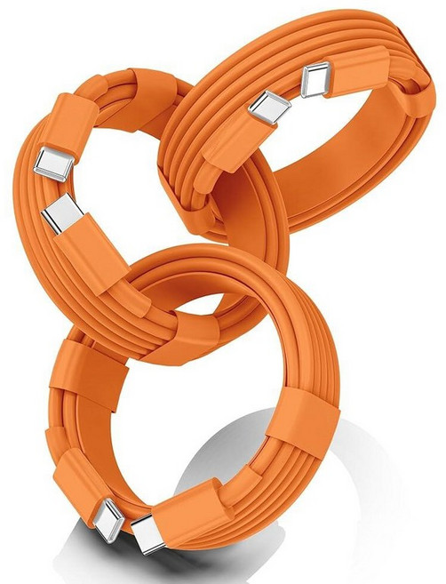 FEEL2NICE 아이폰 17 프로 맥스 오렌지 USB C to 케이블 3팩 1.8m(6피트) 60W 고속 충전 Type-C 코드 17/16 프로/프로 맥스 아이패드 프로/, 주황색, 6피트