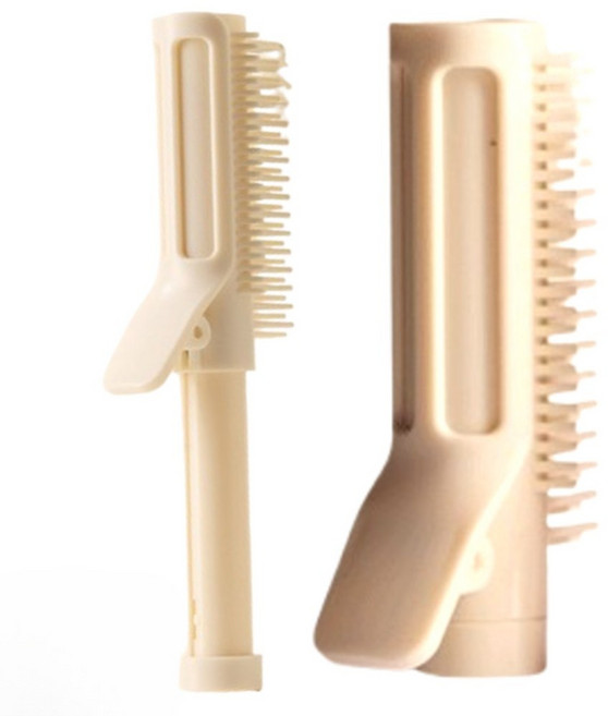 프라홈 휴대용 미니 접이식 매직 헤어 롤브러쉬, 1개, 베이지