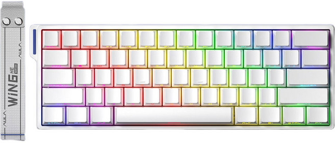 AULA 유선 기계식 키보드 WiN 60HE 표준판, 제조사축, 그레이 우드 마그네틱축, 화이트