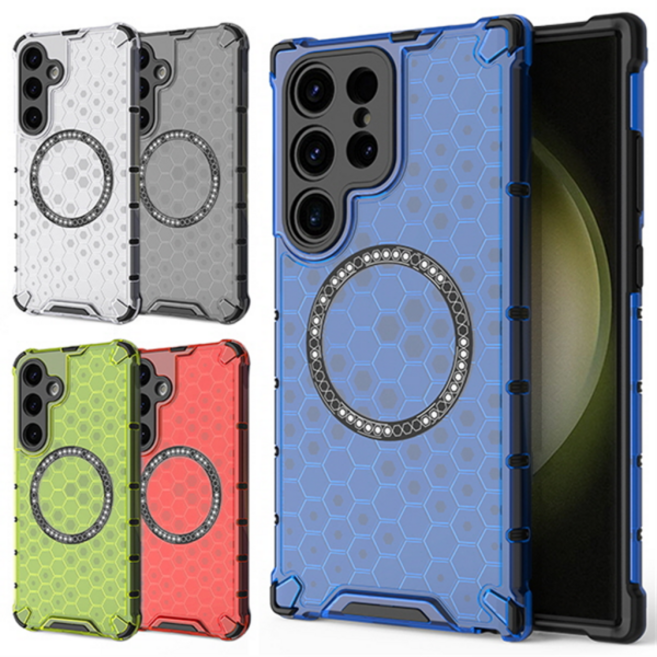 [수나르] 갤럭시S26 S25 S24 S23 플러스 울트라 엣지 FE 맥세이프 벌집패턴 반투명 방열 범퍼 하드 핸드폰 케이스