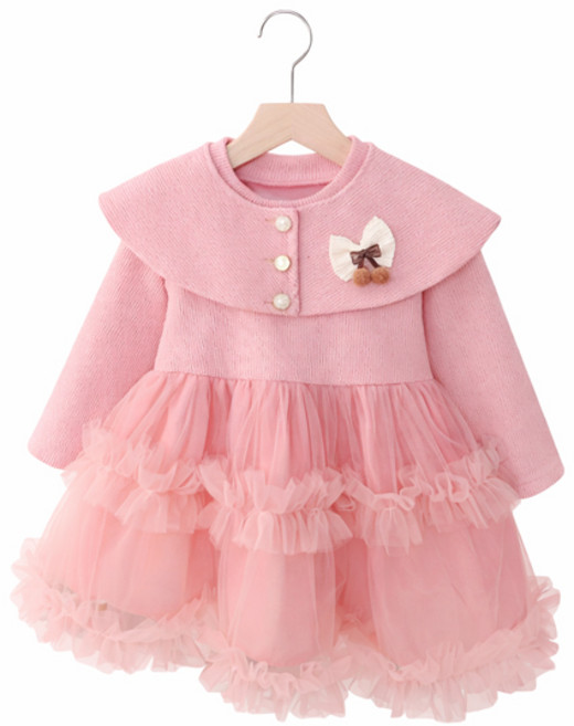 숄카라튤샤원피스 여아 샤 원피스 진주버튼 케이프카라 공주드레스