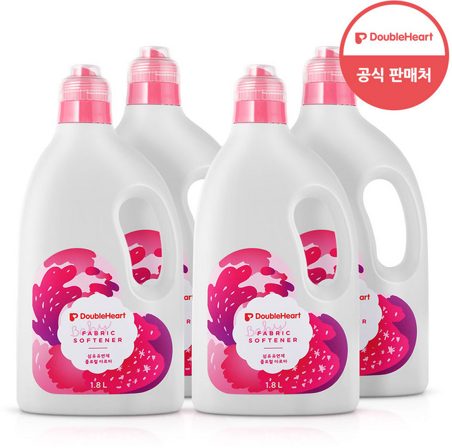 더블하트 유아용 섬유유연제 플로럴아로마(용기), 1.8L, 4개