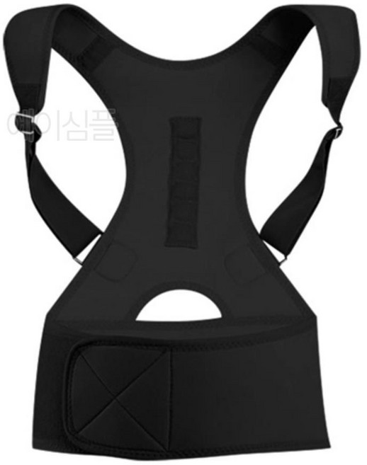 꼽추방지스트랩 굽은등 말린어깨 밴드 벨트 등펴는 체형 라운드숄더 척추 허리 펴주는 등펴기 숄더 일자, 블랙, 1개