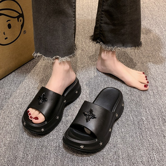 LOVCHO 여성 여름 통굽 키높이 캐주얼 뮬 슬리퍼