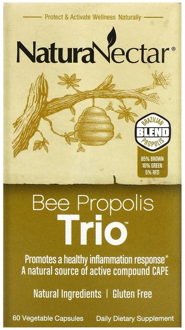 네츄라넥타 NaturaNectar 프로폴리스 트리오 Bee Propolis Trio 베지 캡슐 60정, 1개 - 쿠팡