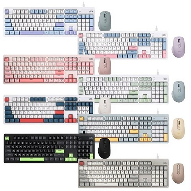 지클릭커 오피스프로 OPS529 사일런스 M 무소음 방수 키보드 무선 마우스 세트 104키 Navy Blue, Retro, 일반형