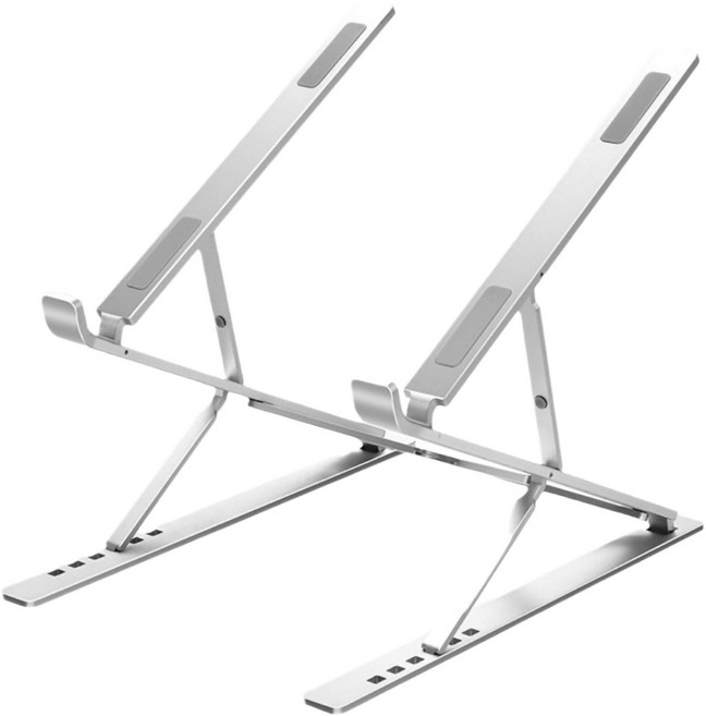 노트북거치대 알루미늄 노트북받침대 쿨러 휴대용 접이식 침대 수직 13-17인치 노트북 적합, 은색. 은빛., 1개