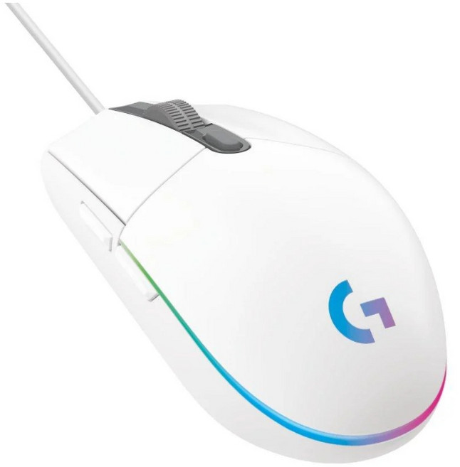Logitech 羅技 LIGHTSYNC RGB 6鍵 炫彩 遊戲 有線滑鼠 高精度追蹤, 白色, G102