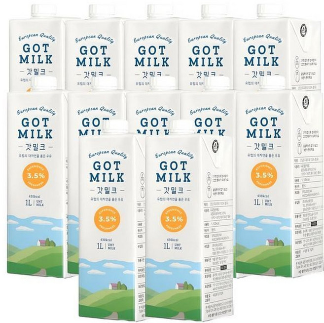 프리미엄 멸균우유 갓밀크1000ml 12개, 1L