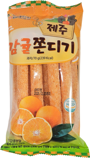 에코푸드 제주 감귤쫀디기 70g 쫀드기 추억의과자 옛날간식, 5개