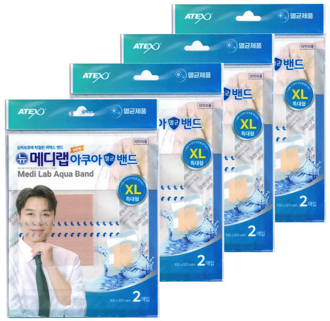 아텍스 뉴메디랩 아쿠아 멸균 밴드 반창고 상처보호 방수 멸균 밴드, 2개입, 4개