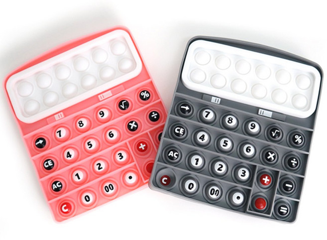 계산기모양 푸시팝 동전지갑 팝잇 말랑이가방 미니키링, 1개