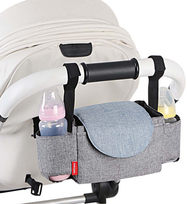 마켓제이영 심플디자인 넉넉한수납 생활방수 유모차 정리가방, 1개, 그레이