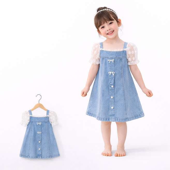 여아 여름 원피스 공주풍 퍼프소매 플로럴 나들이룩