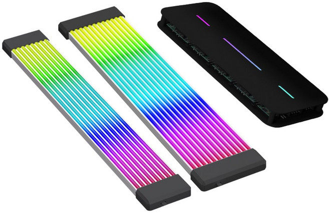 RGB슬리빙케이블 24핀 8핀 연장케이블 컴퓨터 빅사이즈 코드 PCI E 마더보드, 9 블랙허브+라이트셋트 메인보드24pin+그래픽카드2*, 1개