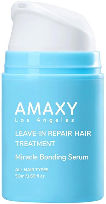 AMAXY Miracle 본딩 세럼 손상된 탈색 을 위한 리브인 헤어 리페어 트리트먼트 - 본드 단백질 + 케라틴 곱슬머리 조절 열 보호 황산염 프리 50g(1.7온스), AMAXY Miracle 본딩 세럼, 손상된 탈색 모발