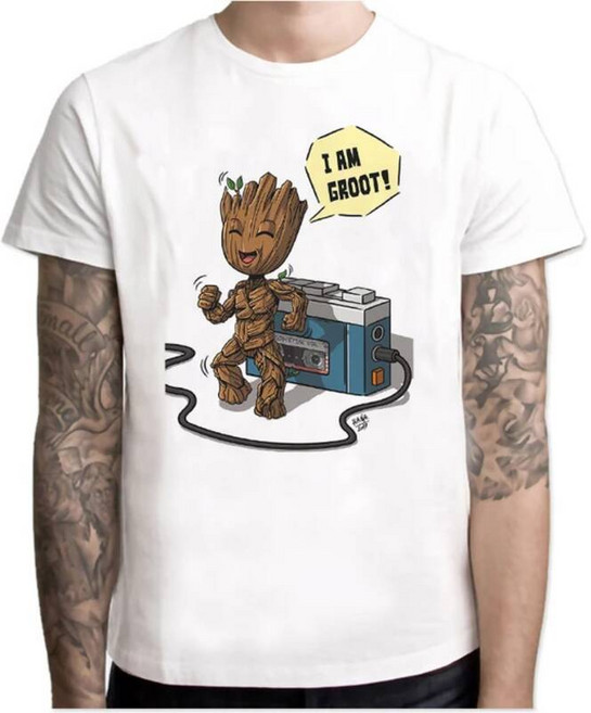 등산티셔츠 남성용 스트리트웨어 바디 그루트 영화 상의 티셔츠 패션 I Am Groot 그래픽 유니섹스 Y2k