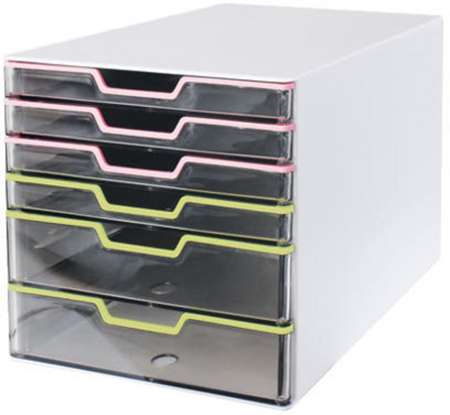 카파맥스 데코 투명 서류함, 혼합색상, 6단