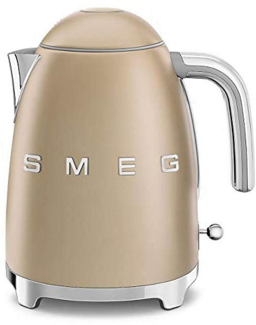SMEG KLF03 7컵 전기 주전자 레트로 스타일 부드러운 개방 뚜껑 자동 차단 360 회전 베이스 제이드, 1.8 Quarts, Matte Champagne
