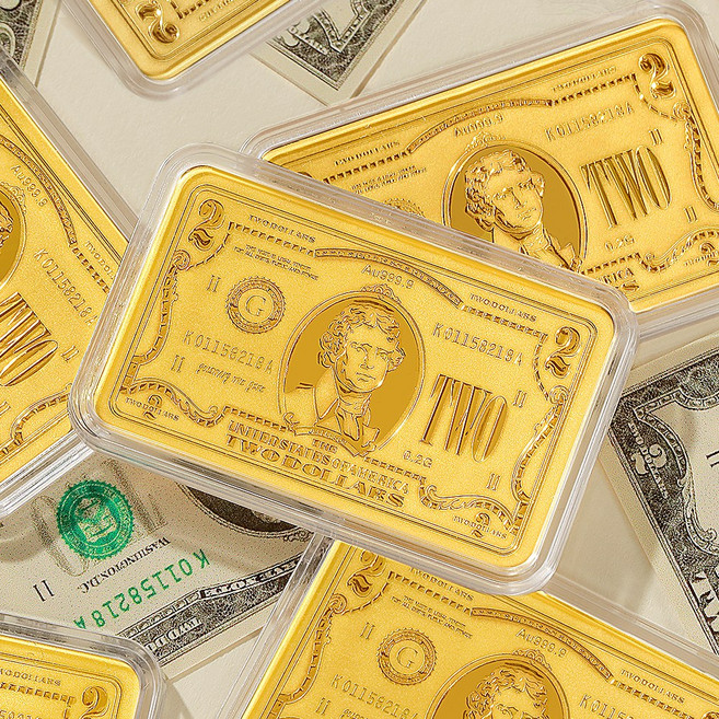 [골드팡] 24k 행운의 2달러 골드바 0.2g + 프리미엄 가죽패키지 +미니부적 증정 (당일도착) 금거래소 저중량금테크 미니사각코인 선물포장 황금쌀콩알금덩어리