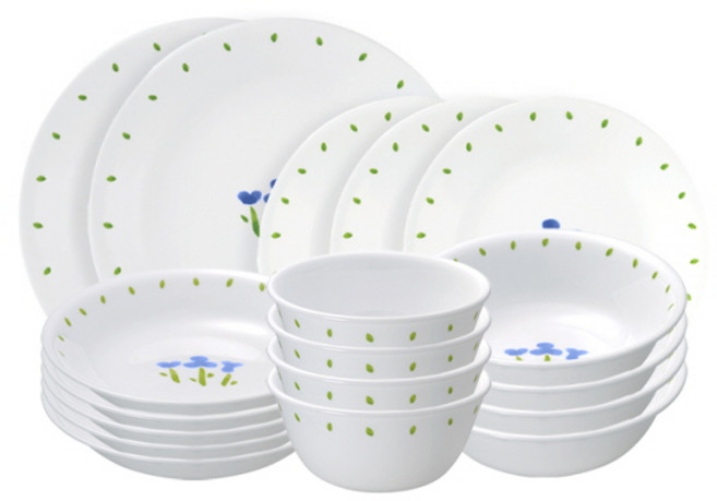 코렐 [코렐]리틀블루 신4인 홈세트 18p(null), 유백색, 1개