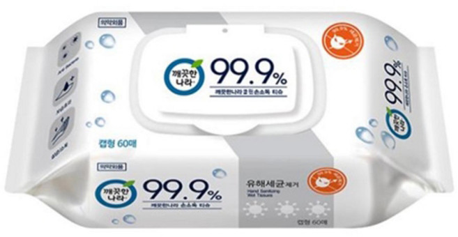 깨끗한나라 클린 손소독티슈 캡형 물티슈 60매입