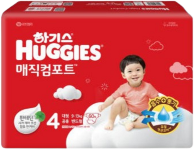 하기스 매직컴포트 NEW 기저귀 남여공용 밴드형, 4단계, 3000매