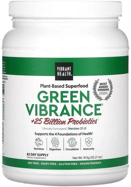 바이브랜트헬스 Green Vibrance +250억 프로바이오틱스 버전 21.0 913g(32.21oz), 1개, 913g - 쿠팡