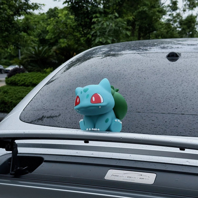 車載妙蛙種子玩偶擺件 13cm可愛呆萌坐姿 車內個性裝飾品, 1個, 妙蛙種子/13cm高】送專用無痕粘膠