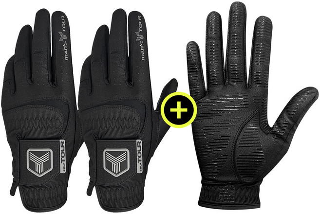 투어골프 파워그립 블랙 왼손 오른손 골프장갑 세트, 1세트, TGM-06_그레이