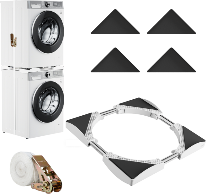 세탁기 건조기 선반 거치대 LG 삼성 무타공 직렬설치 스태킹 키트, 1개, J030-JS-XHJ-WH