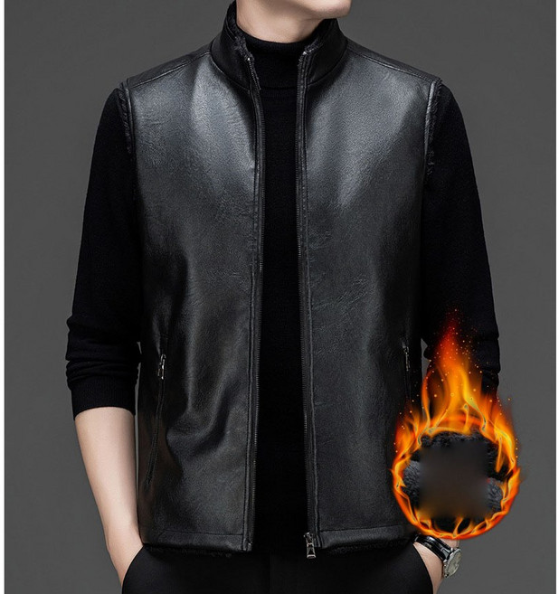 남성 겨울 가죽조끼 보온조끼 남자 따뜻한 기모 방한 조끼 겨울용 데일리룩