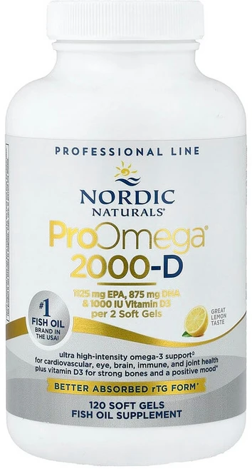 Nordic Naturals ProOmega® 2000-D 레몬 소프트젤 120정 NOR-12135, 1개 - 쿠팡