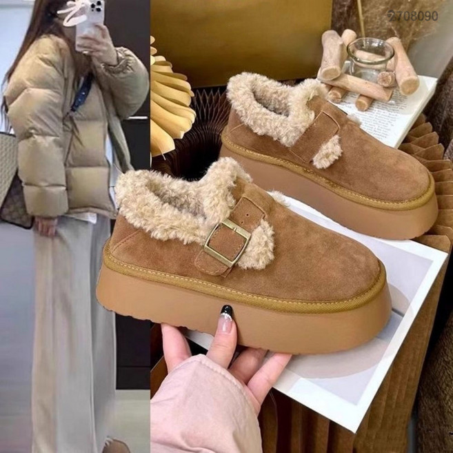 708090 여성 겨울 기모 보온 통굽 버켄 슈즈