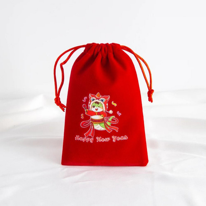 레드 벨벳 쥬얼리 드로스트링 선물 가방 귀걸이 포장 새해 용수철 축제 파티 사탕 뱀 케이크, 1개, 1. Pattern 1 / B. 13x18cm