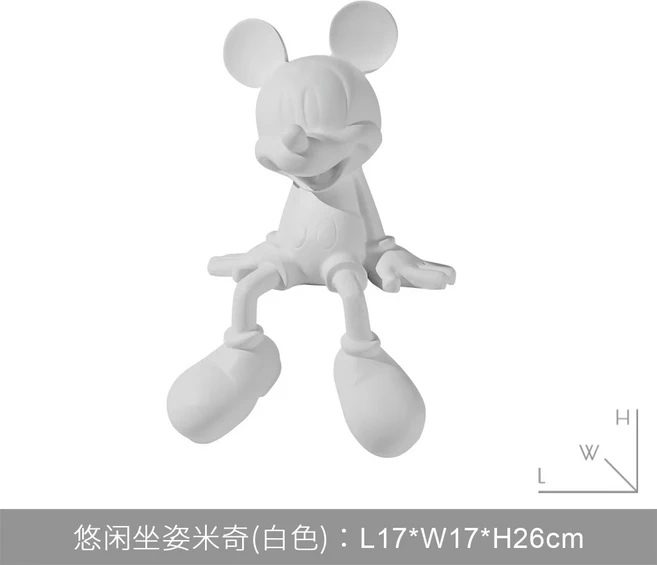 만화 미키 마우스 동상 레진 재질의 앉아있는 조각상 피규어 패션 브랜드 데스크탑 장식품 사무실 가정 인, 05 White