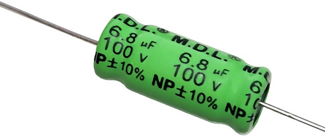 M.D.L. NP 無極性臥式電解電容器(B10A系列) 高中音喇叭專用, 6.8uF100V 8mm*19mm