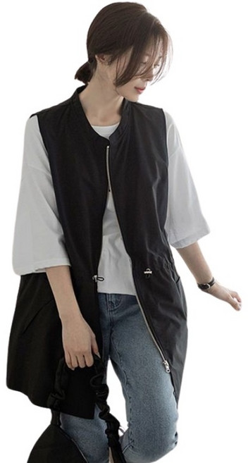 여성용 조끼 밴딩 집업 트렌치 루즈핏 조끼 재킷 뉴타임즈 F2420261