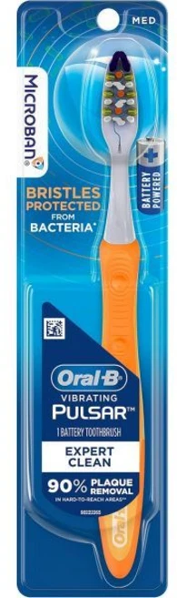 구강-B 프로헬스 펄사 배터리 구동 칫솔 중형 색상은 다양할 수 있습니다 1 개수, Orange, 1 Count (Pack of 1) - 쿠팡