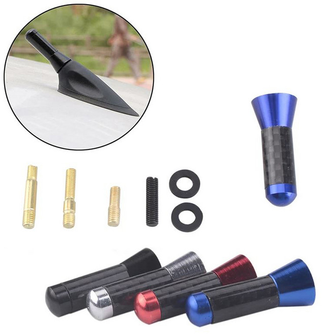 차량용 카본 안테나 숏안테나 미니쿠퍼 레이 모닝 스파크 카본 블랙, LONG 블루