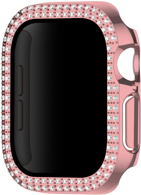 더조은셀러 여성용 큐빅 샤이닝 프라이버시 사생활 보호 강화유리 케이스 애플워치 호환, 핑크