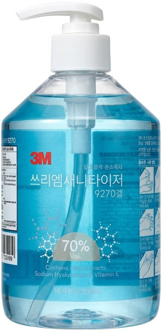 3M 손소독제 70% 새니타이저 9270 겔 500ml, 3개